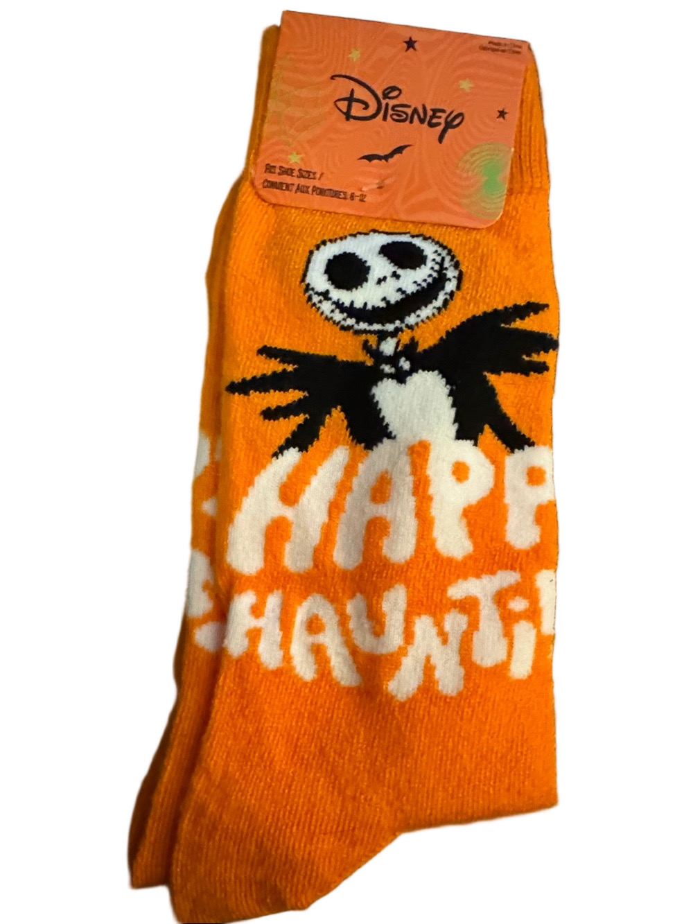 Disney Bright Orange Jack Skellington 'Happy Haunting' Unisex Socks